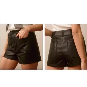 Anthropologie Maeve The Colette Faux Leather Shorts High Waisted sz 25 Preppy